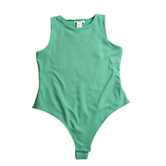 House of Harlow 1960 Ribbed Sleeveless Thong Bodysuit Green Size Small - Picture 1 of 15